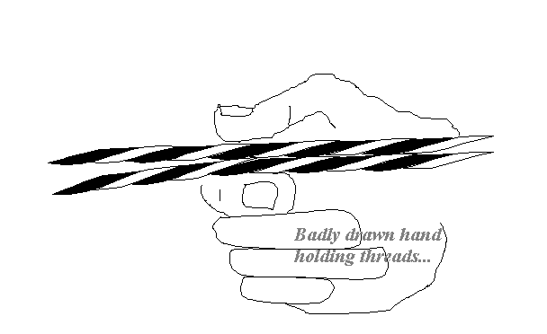 hand holding threads